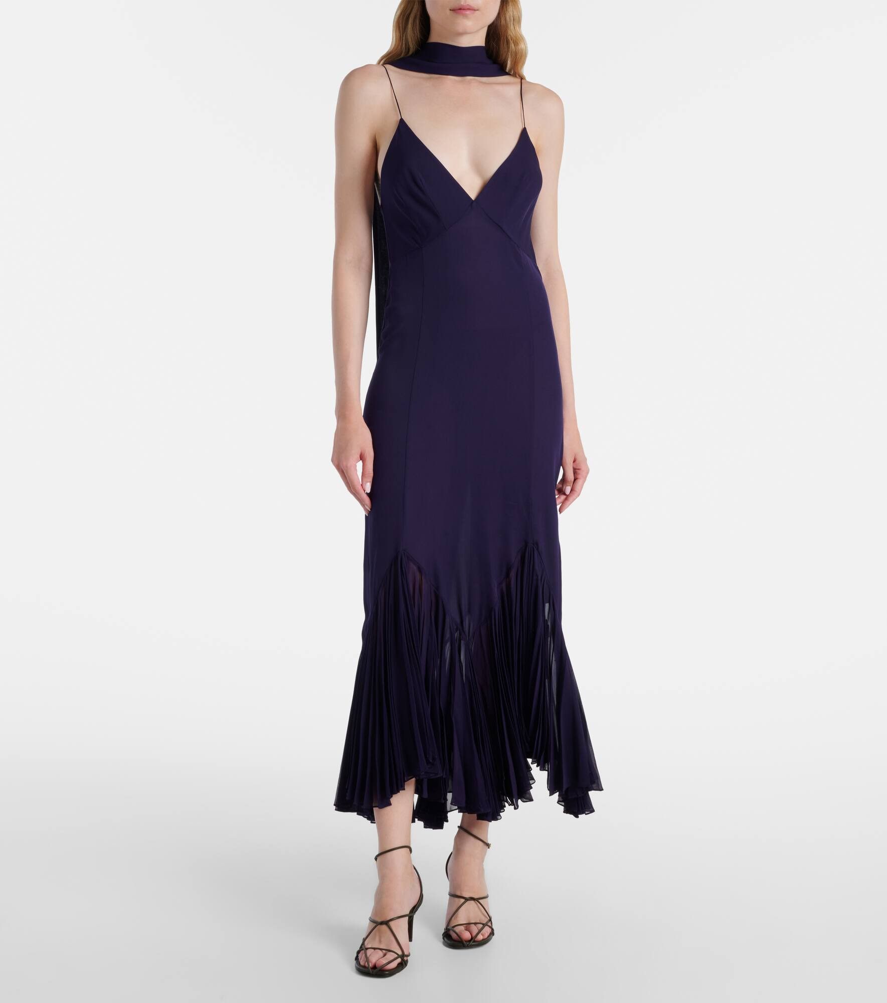 Candita scarf-detail silk midi dress - 2