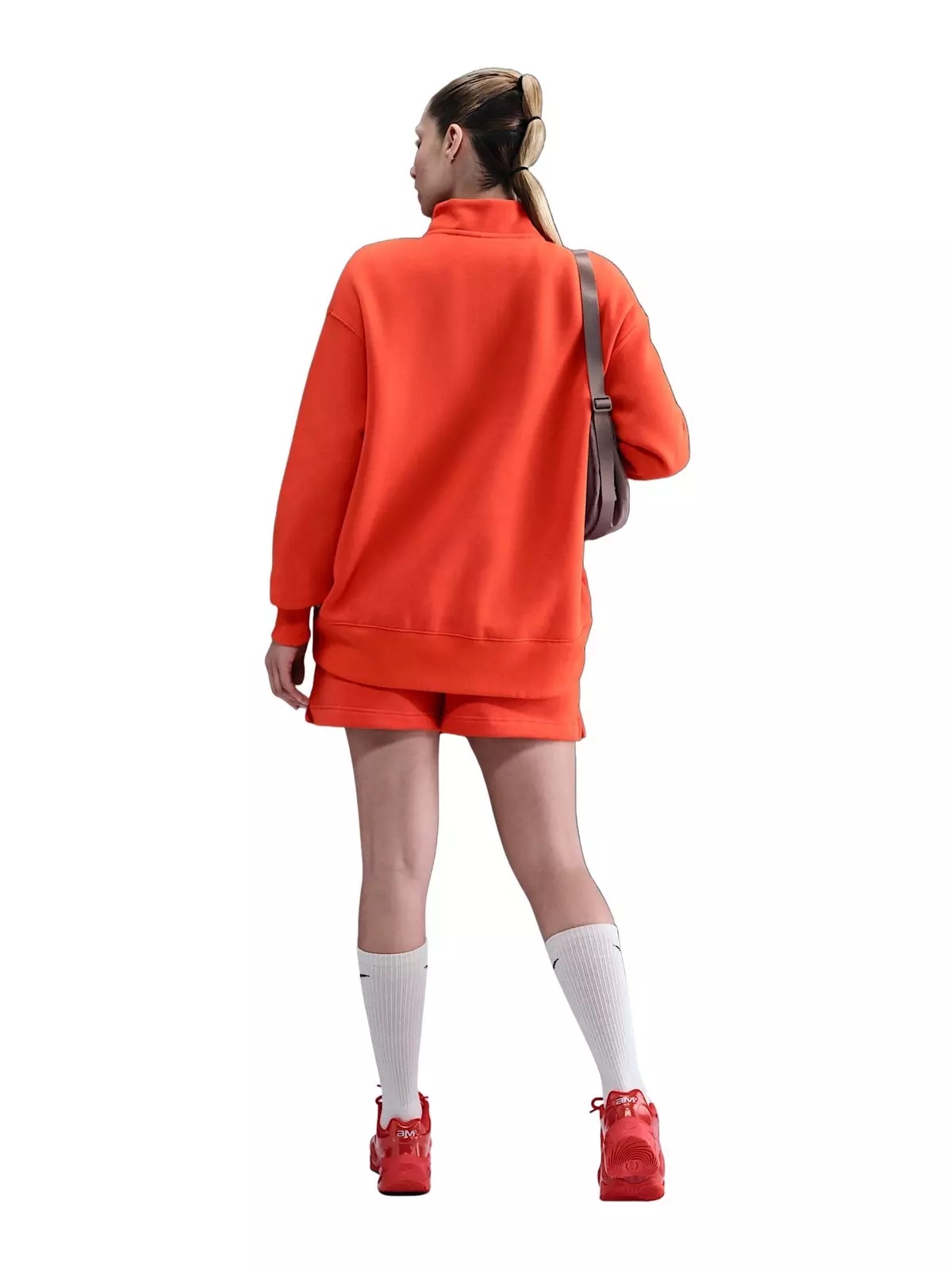 Women's Sportswear Phoenix Fleece Oversized 1/4-Zip Long Sweatshirt -Red - 5