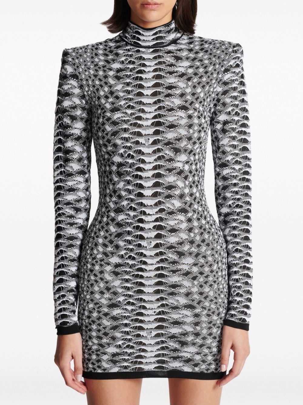snakeskin-jacquard contrasting-trim minidress - 5