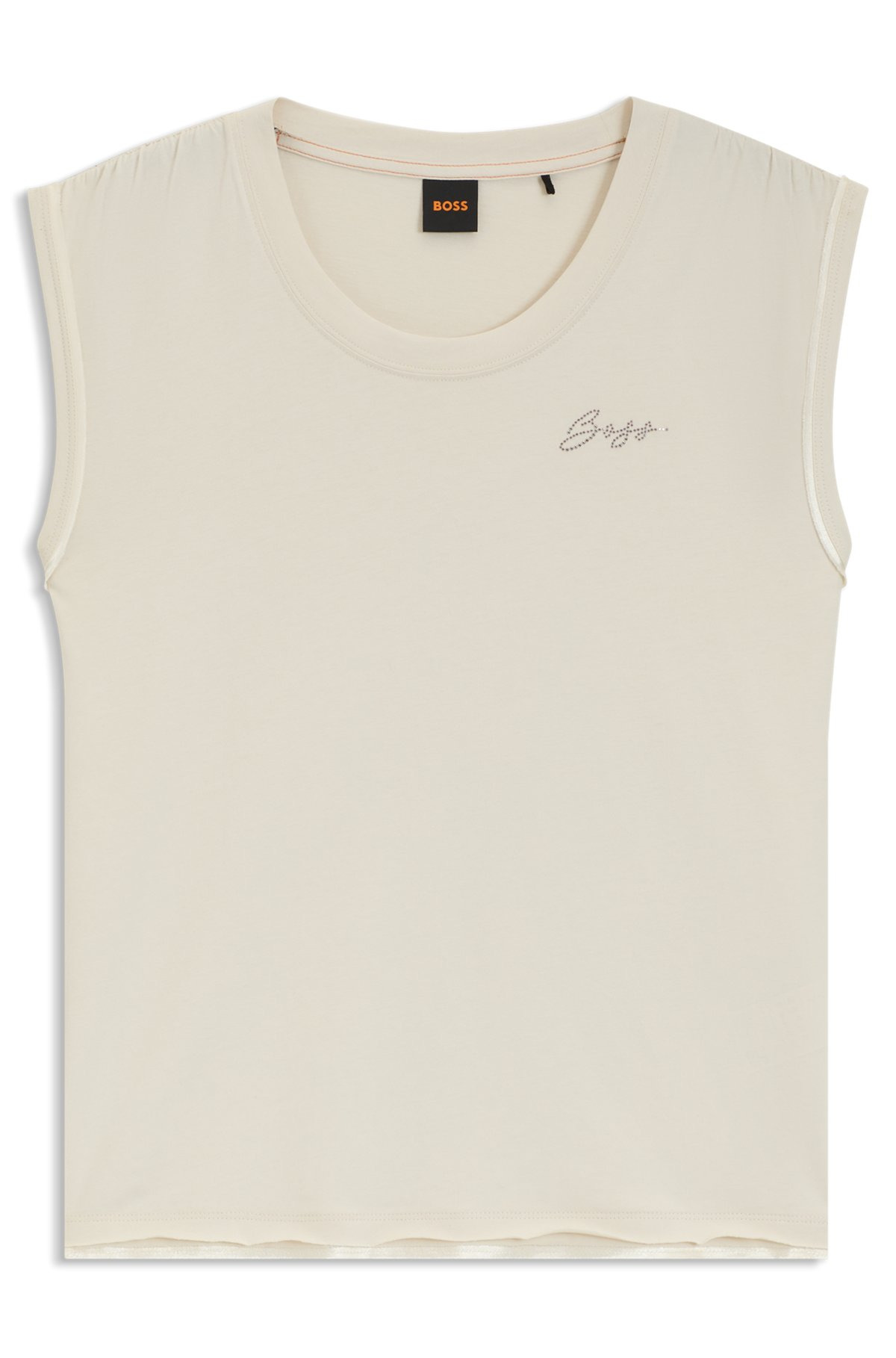 COTTON-JERSEY TOP WITH CRYSTAL LOGO - 1