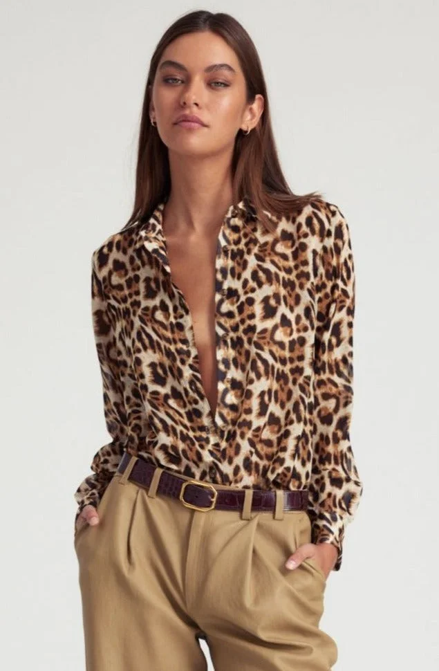 LEOPARD SILK FITTED BUTTON DOWN - 1