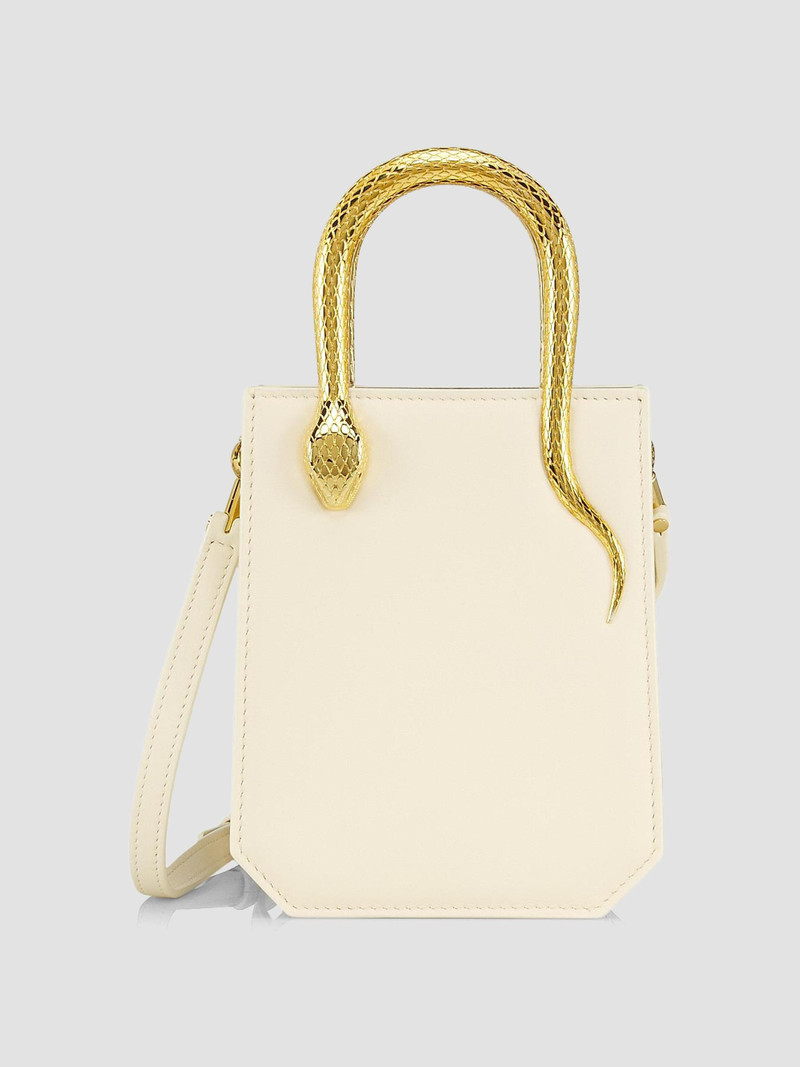 Women's Serpentine Leather Tote - Ivory 1