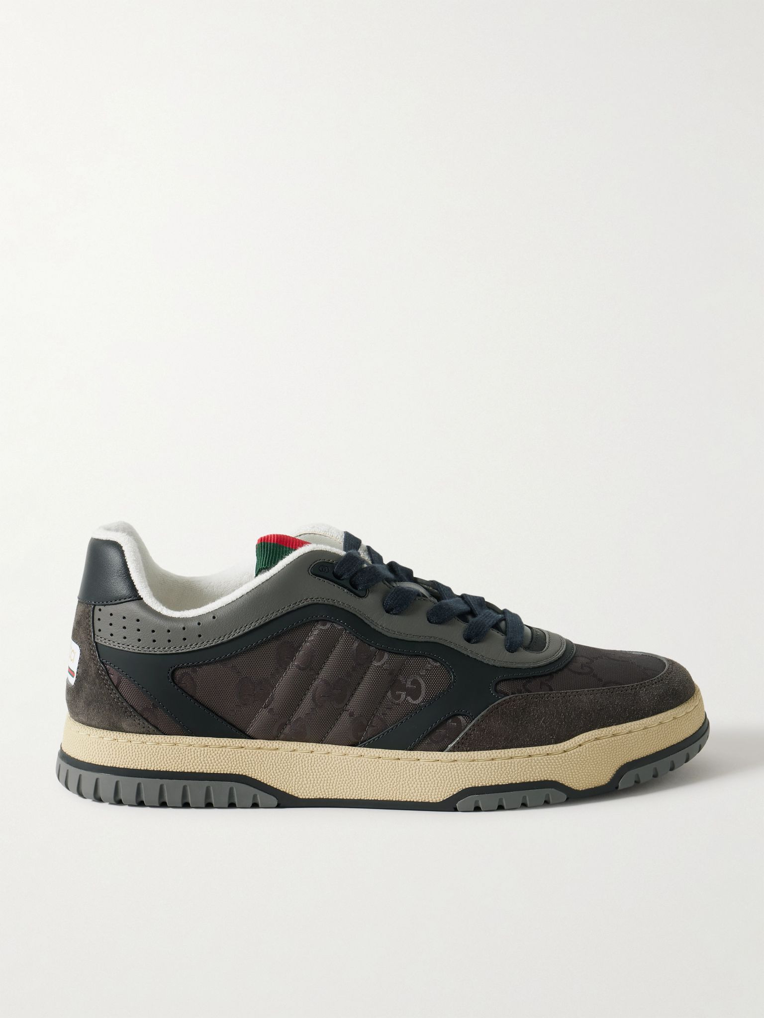 Re-Web Suede and Webbing-Trimmed Canvas and Leather Sneakers Gray - 1