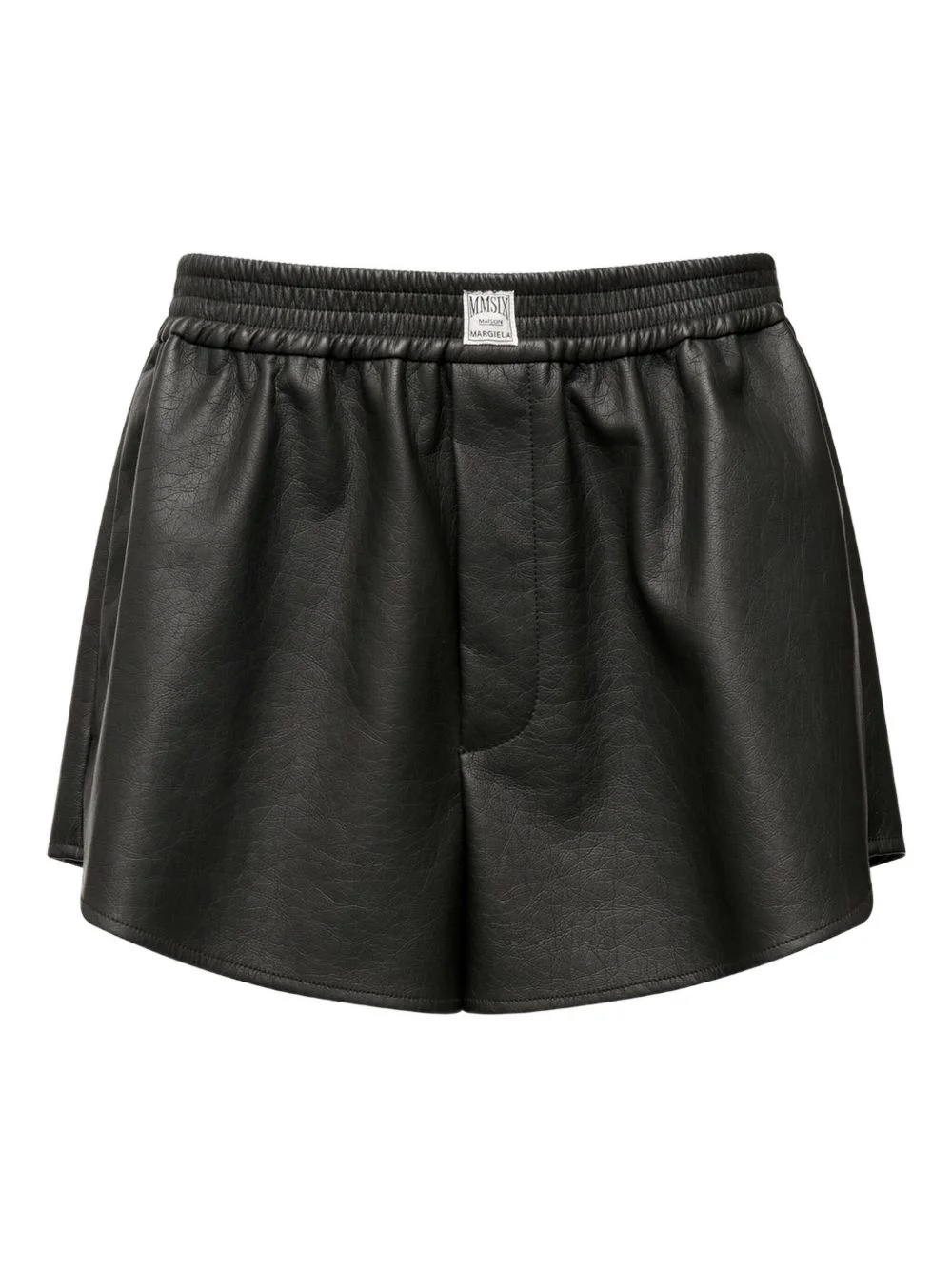 elasticated-waist faux-leather shorts - 1