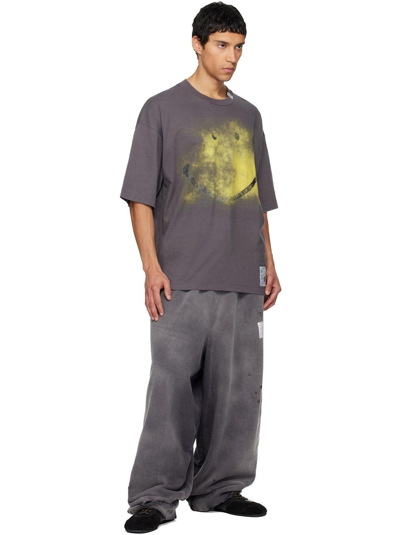 Maison MIHARAYASUHIRO Black Smily Face Printed Ringer T-shirt outlook