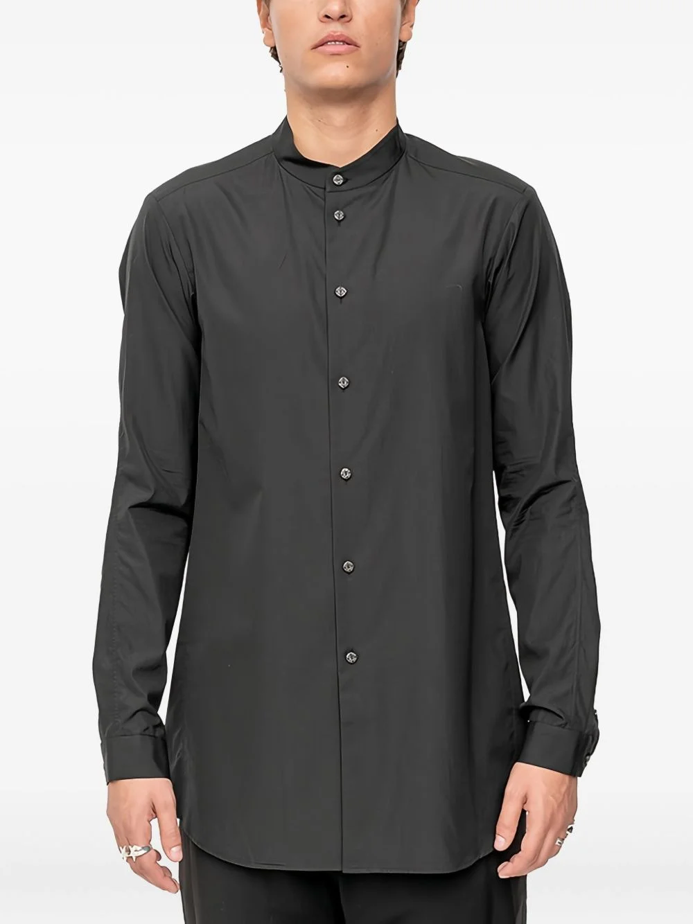 mandarin-collar rear-yoke shirt - 1