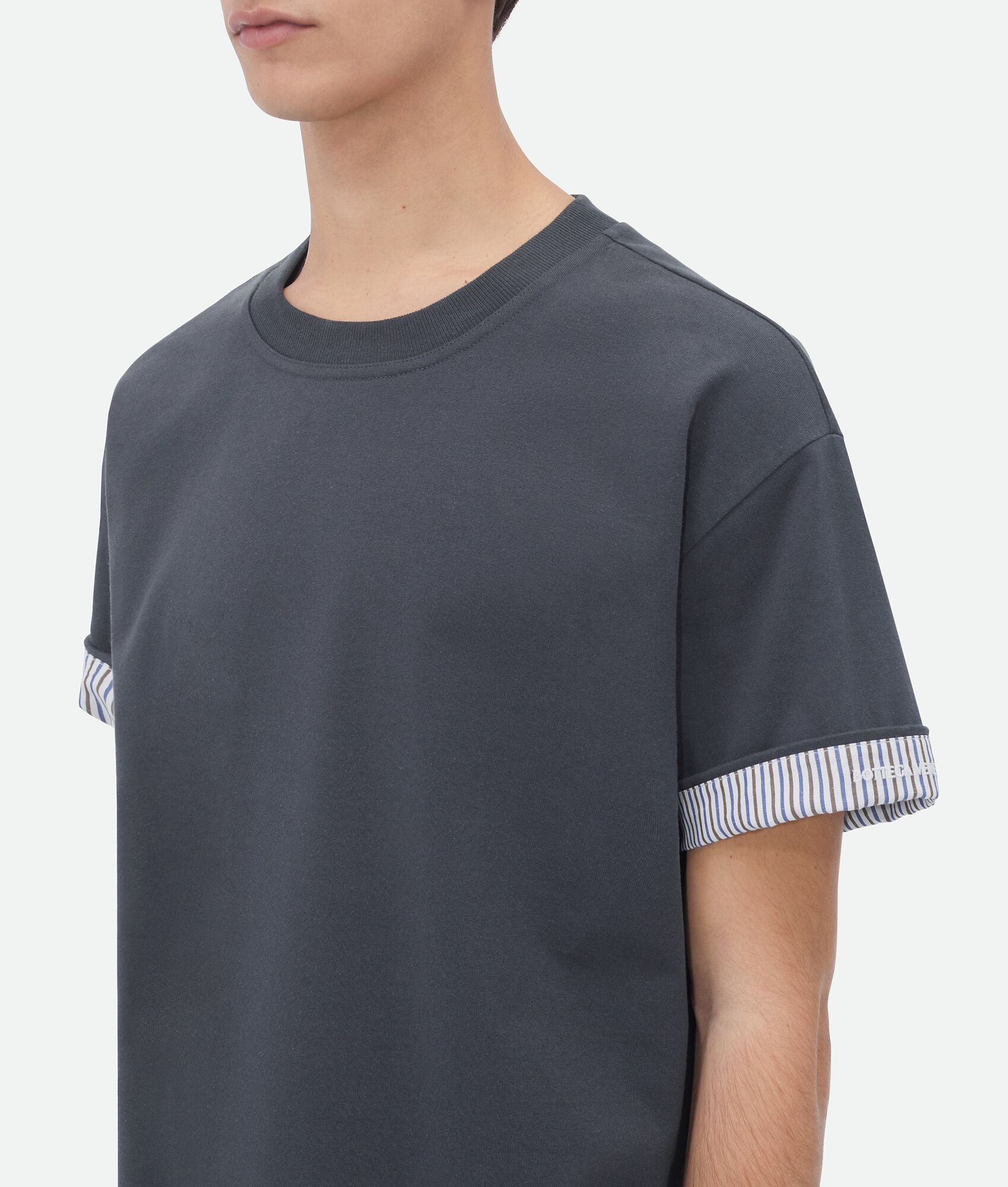 Double Layer Striped Cotton T-Shirt - 4