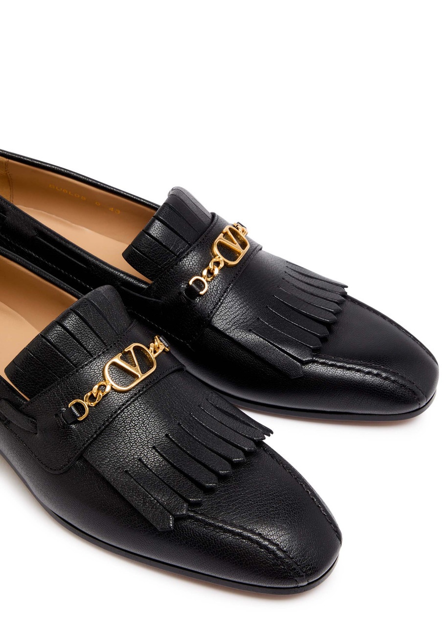 Valentino Vlogo Fringed Leather Loafers - 3