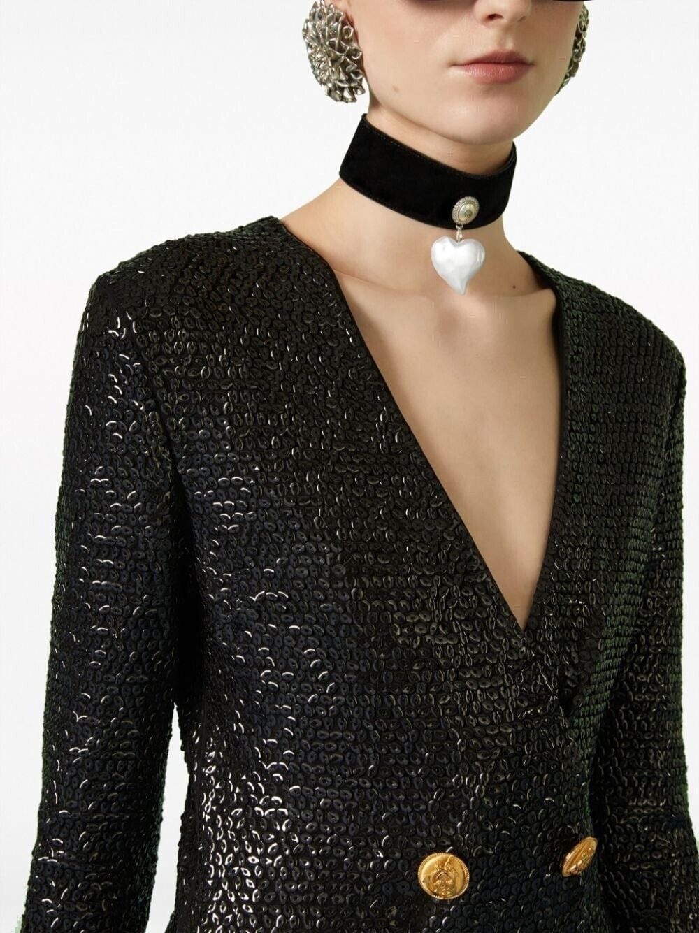 Sequin-embellished V-neck Midi Dress - 5