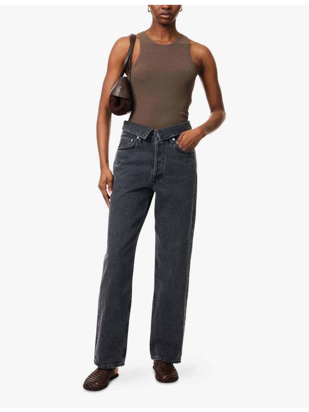 Echo Taper-Leg Foldover-Waist Denim Jeans - 2