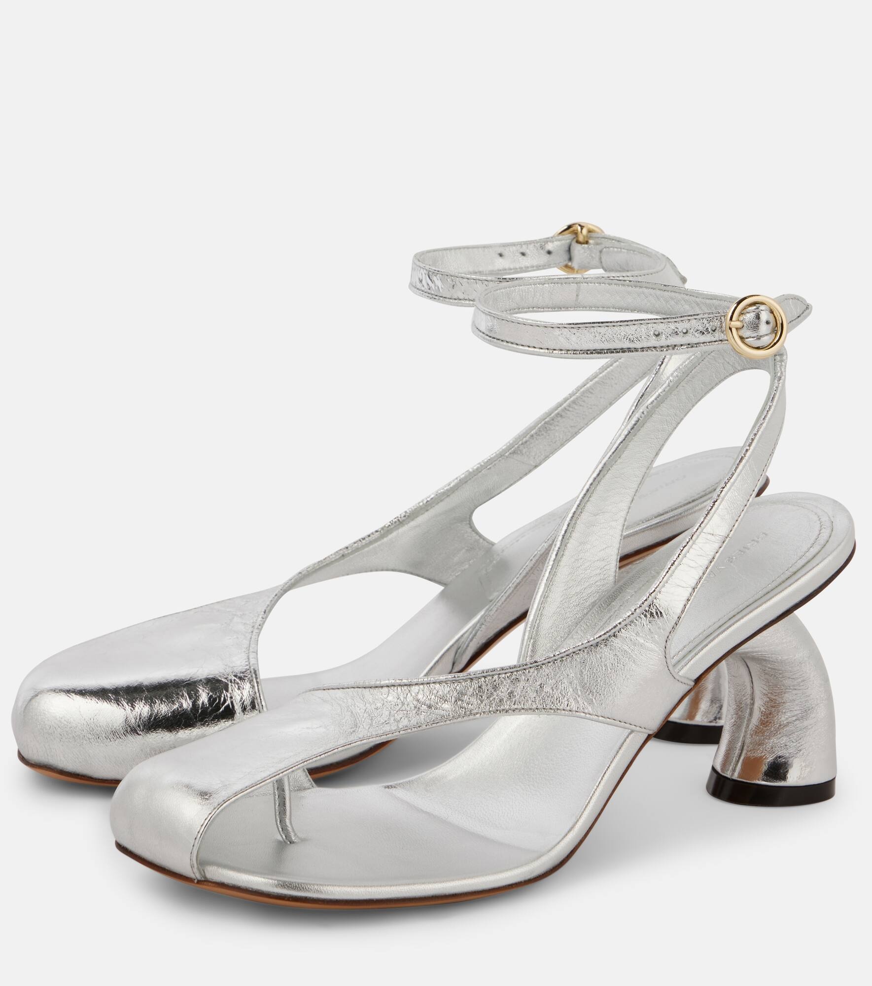 Metallic leather sandals - 5