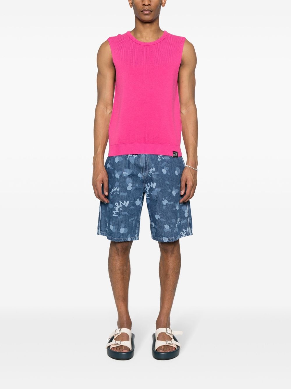 all-over logo-print denim shorts - 2