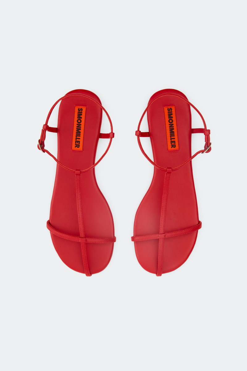 SIMONMILLER Cage Flat Sandal In Lucky Red outlook
