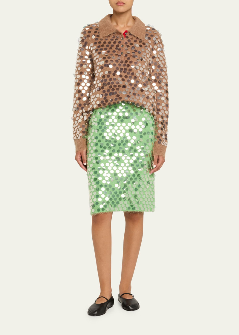 ZANKOV Delphine Paillettes Mohair-Wool Pencil Skirt outlook