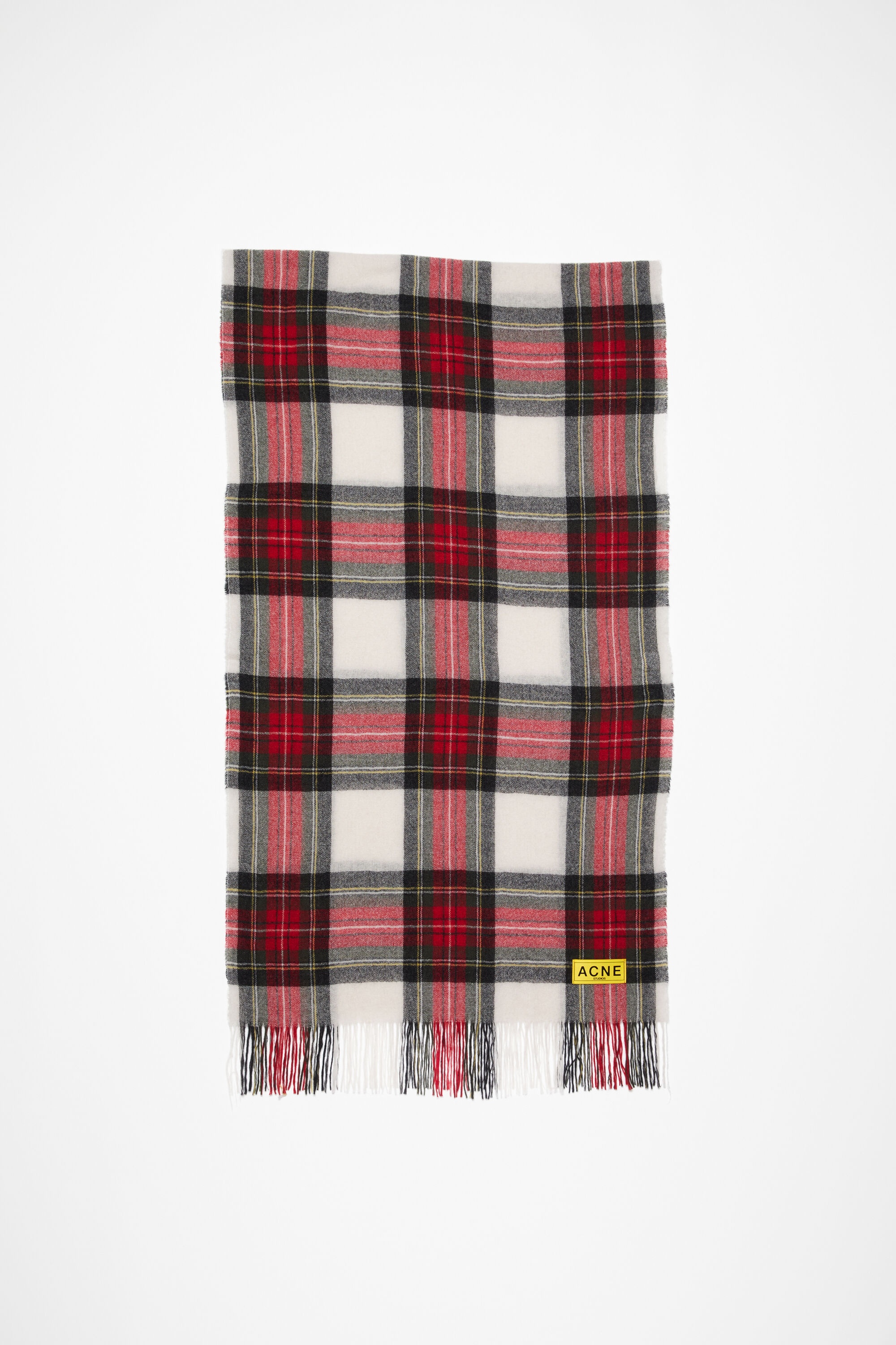 Check fringe scarf - Black/red/white - 1