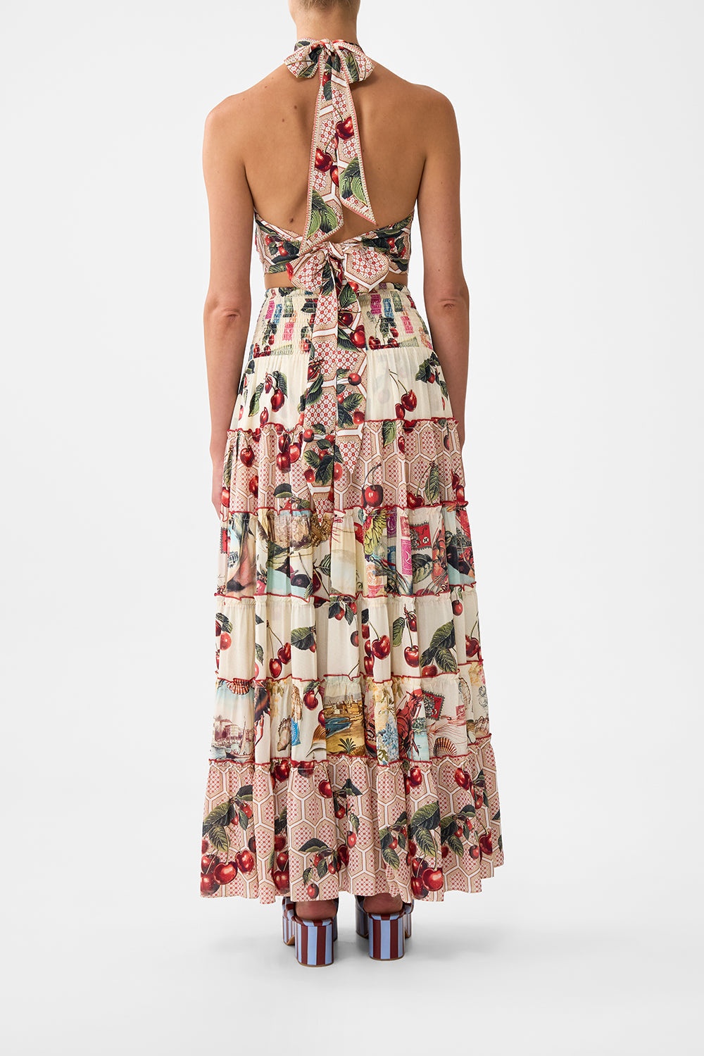 SHIRRED WAIST TIERED CIRCLE SKIRT - 3