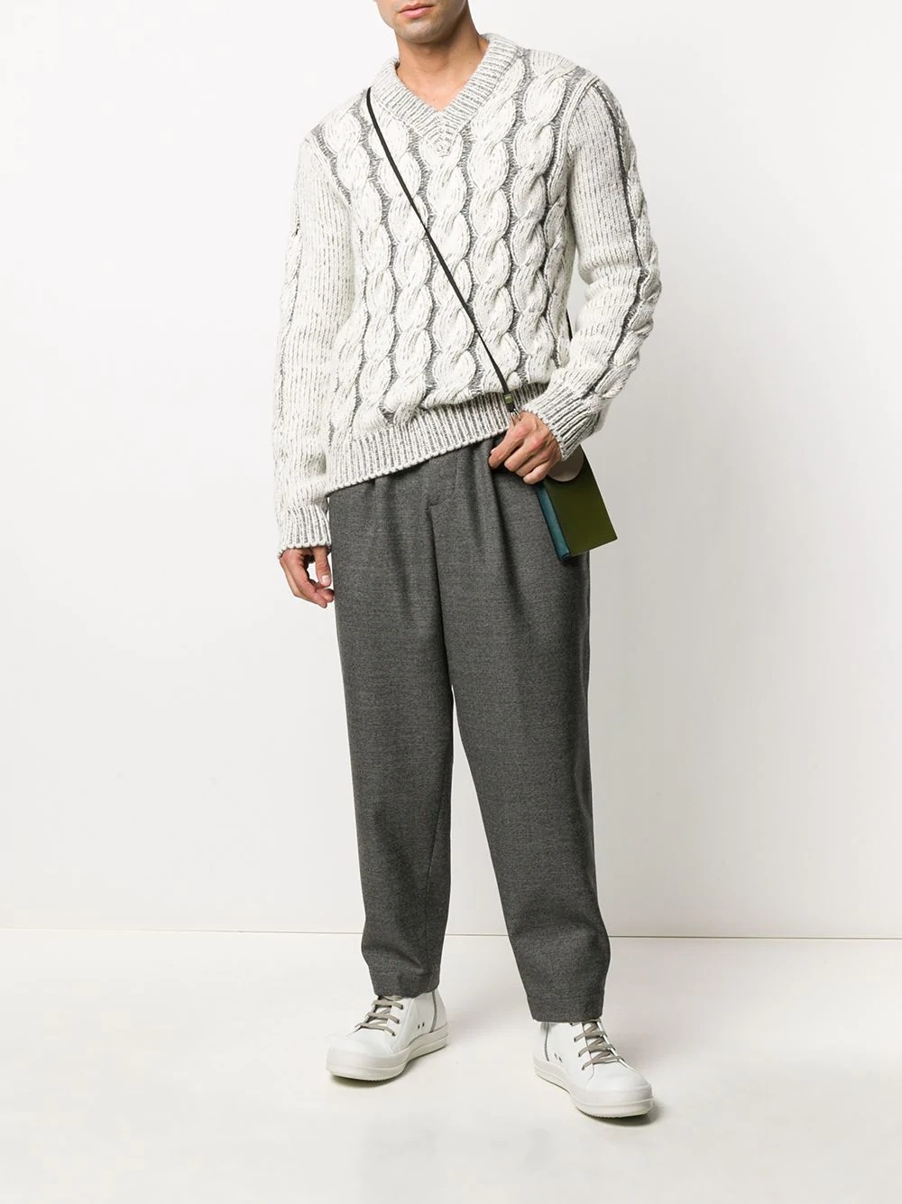 contrast cable knit jumper - 2