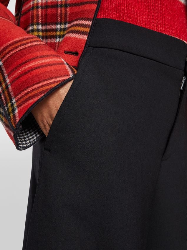 HIGH WAIST DOUBLE WOOL CREPE TROUSERS - 4