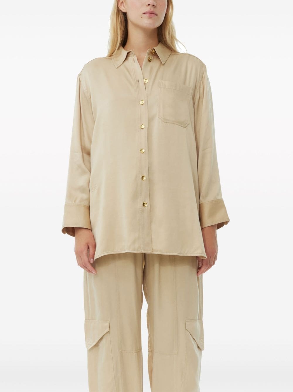 long-sleeve satin shirt - 5