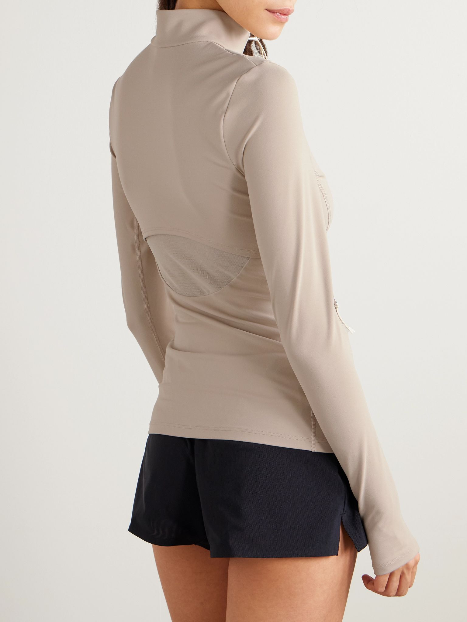 + Zendaya Gloria cutout stretch-jersey jacket Taupe - 3