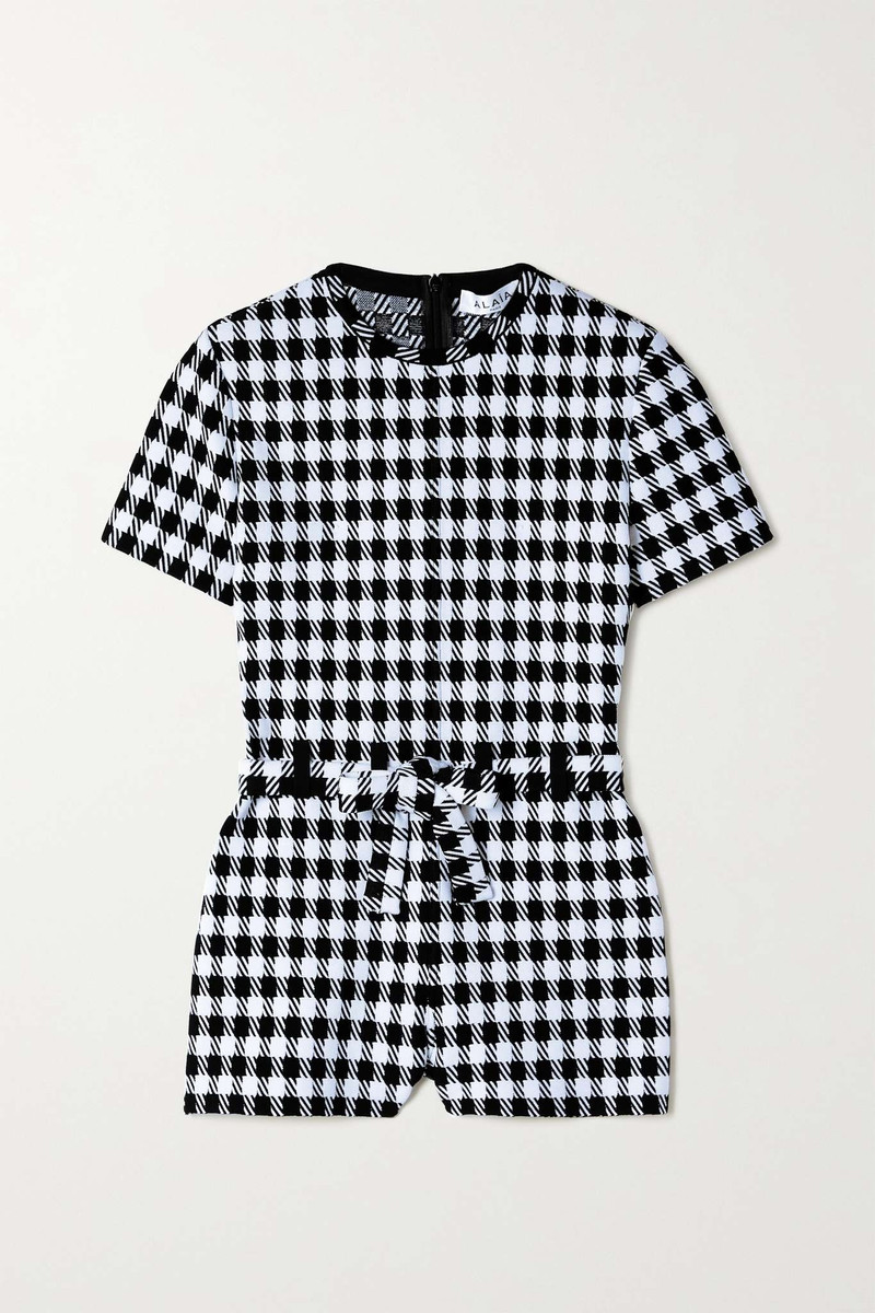 Belted houndstooth knitted playsuit - 1