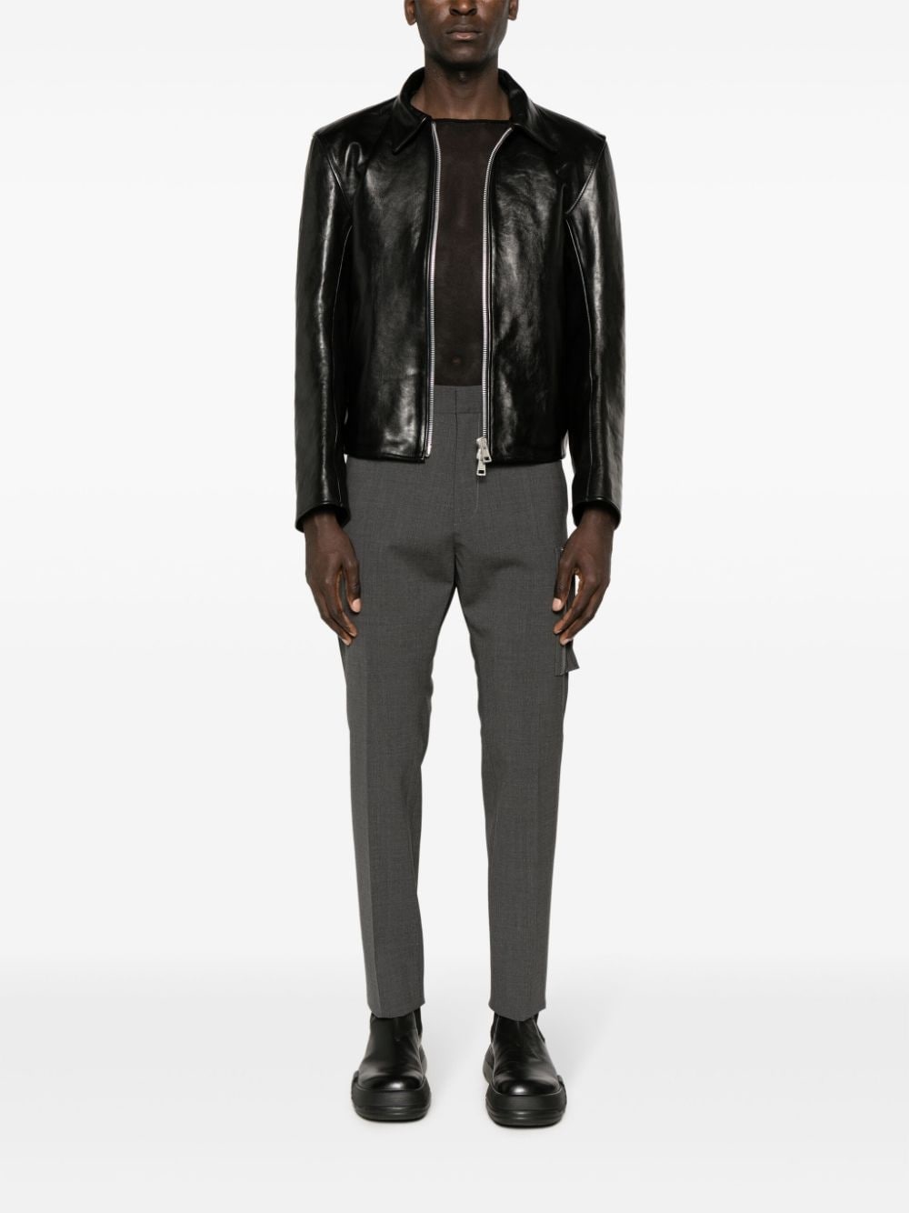 tailored wool blend cargo trousers - 2
