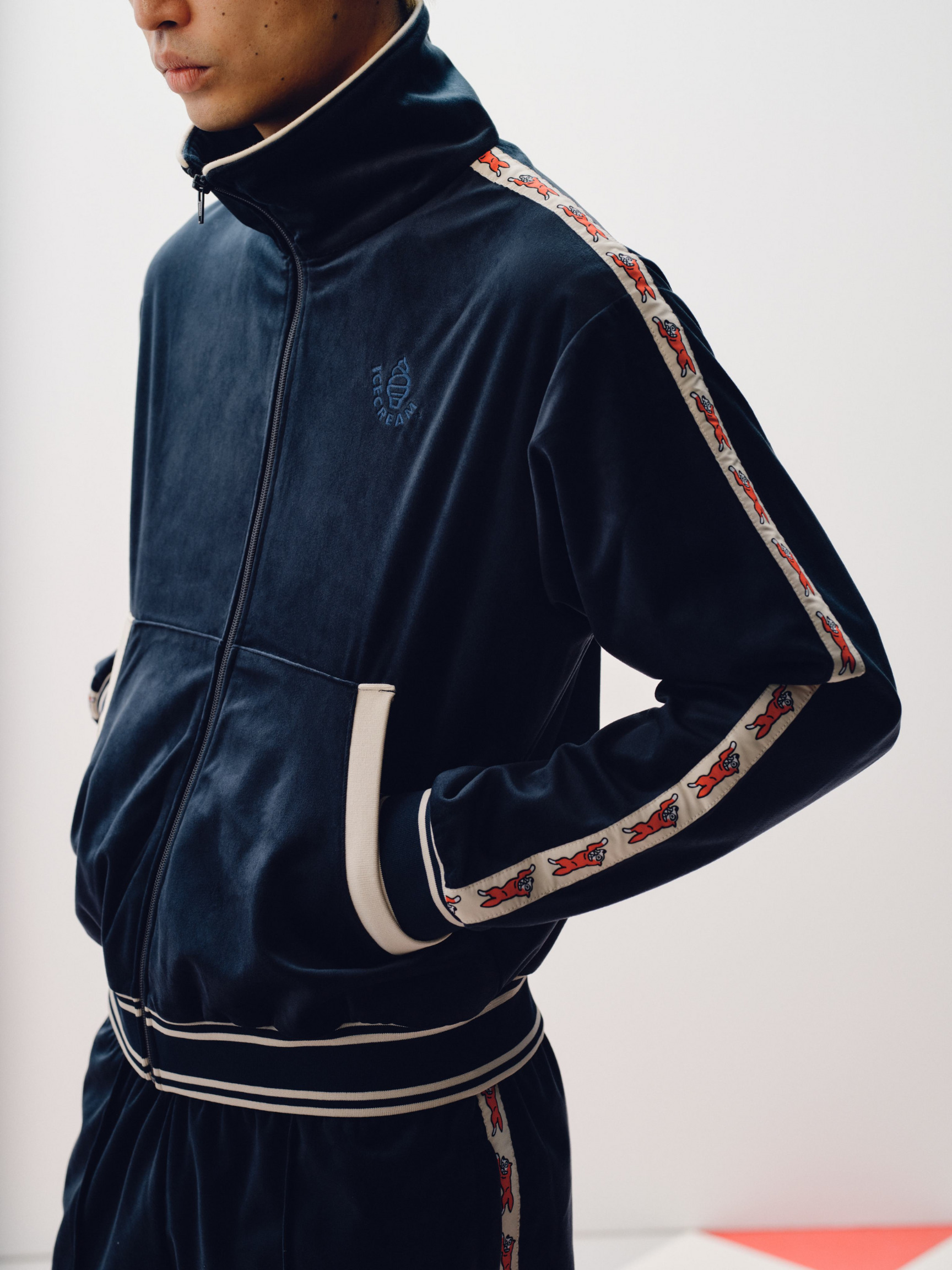RUNNING DOG TAPED VELOUR TRACK TOP - 3