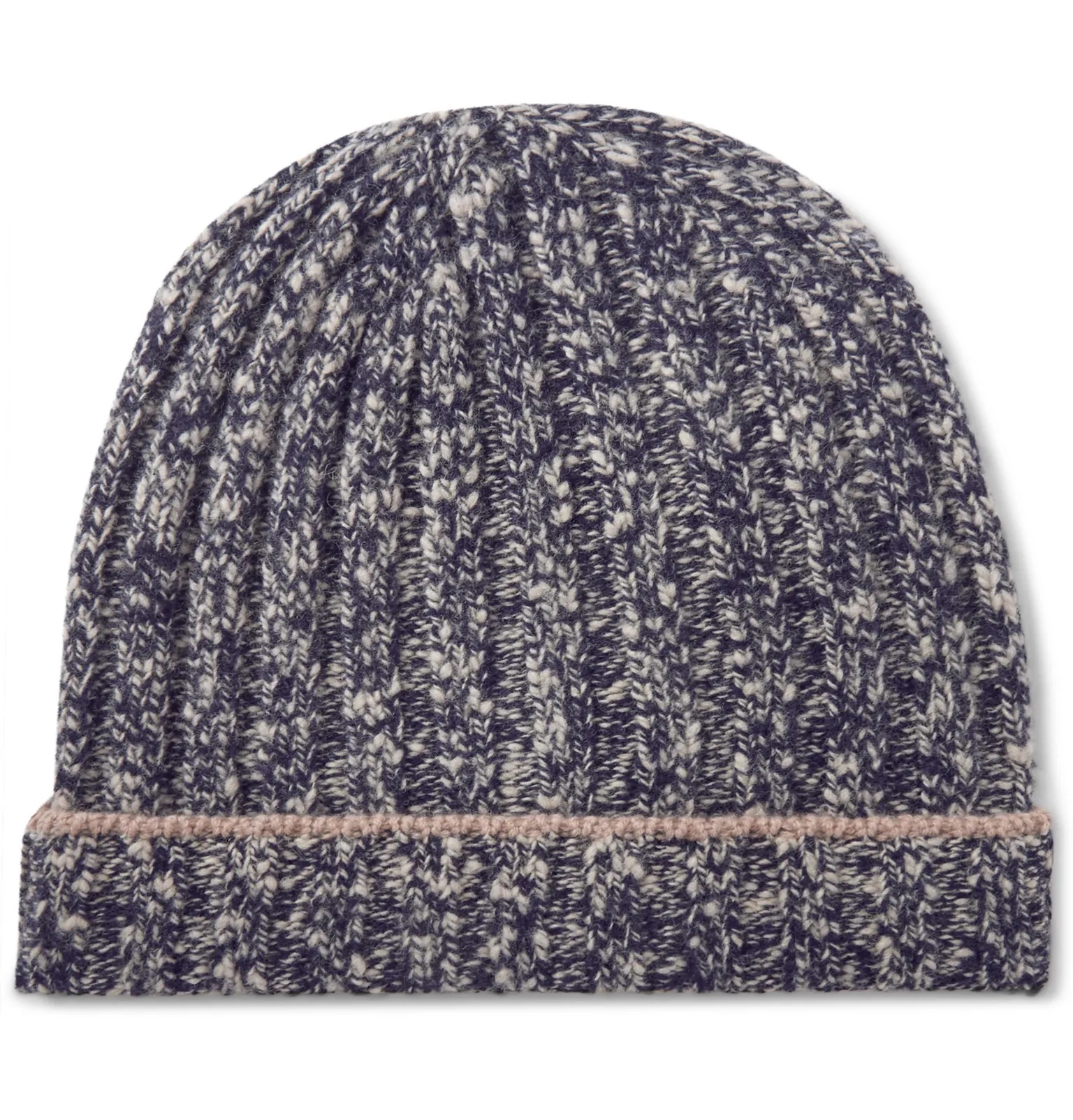 Contrast-Tipped Ribbed Mélange Wool and Cashmere-Blend Beanie - 1