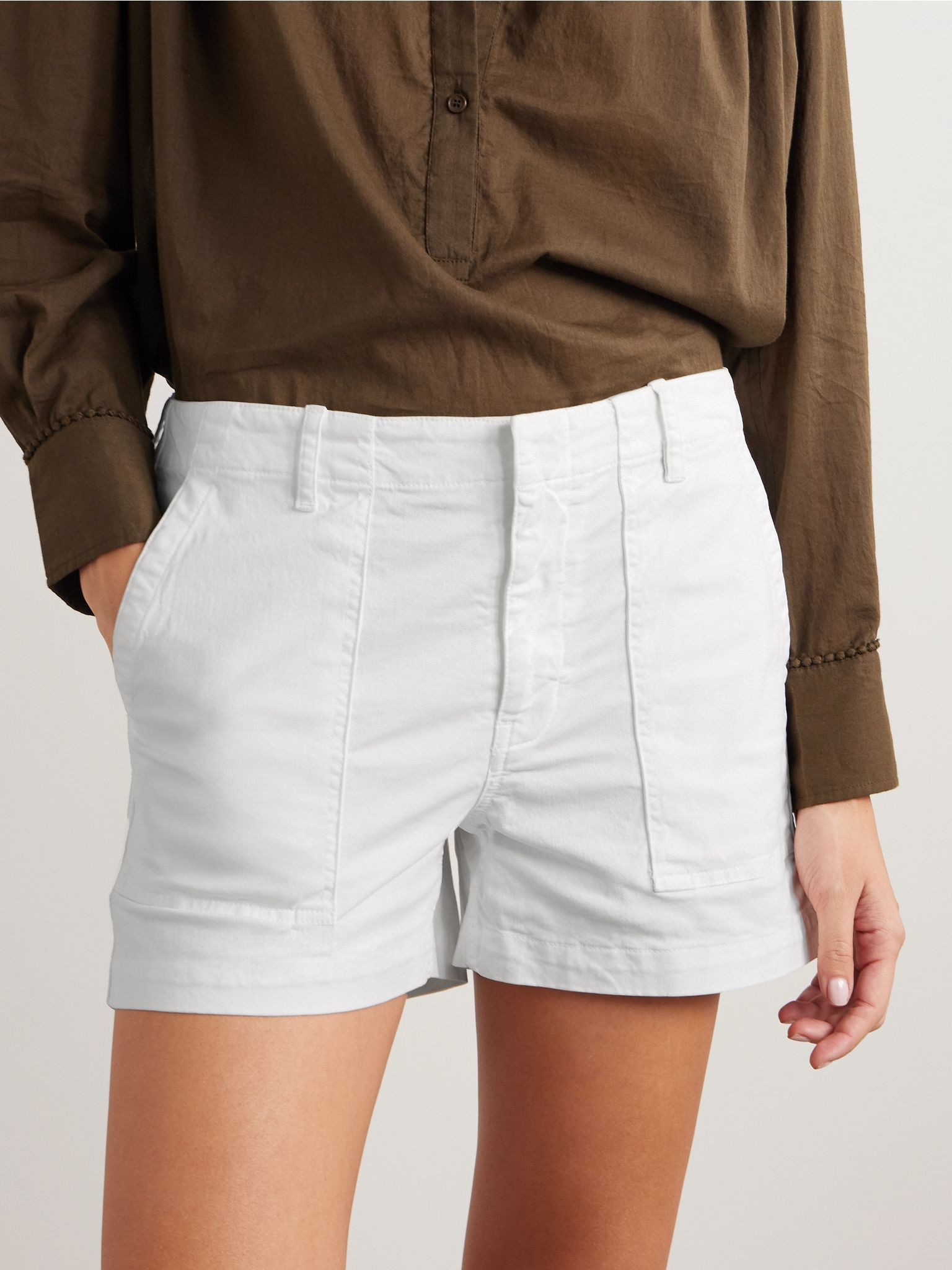 Utility cotton-blend shorts White - 3