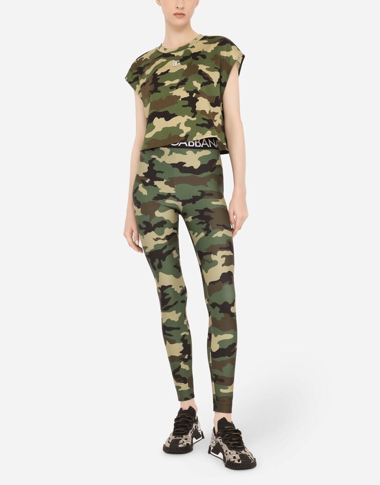 Cropped camouflage-print jersey T-shirt - 6