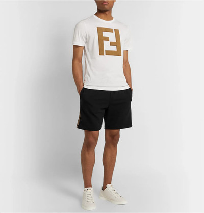 FENDI Logo Webbing-Trimmed Loopback Cotton-Jersey Drawstring Shorts outlook