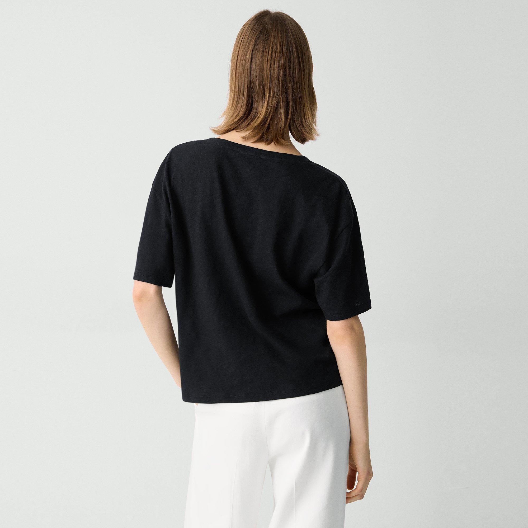 Relaxed V-Neck Tee in Cotton - 4