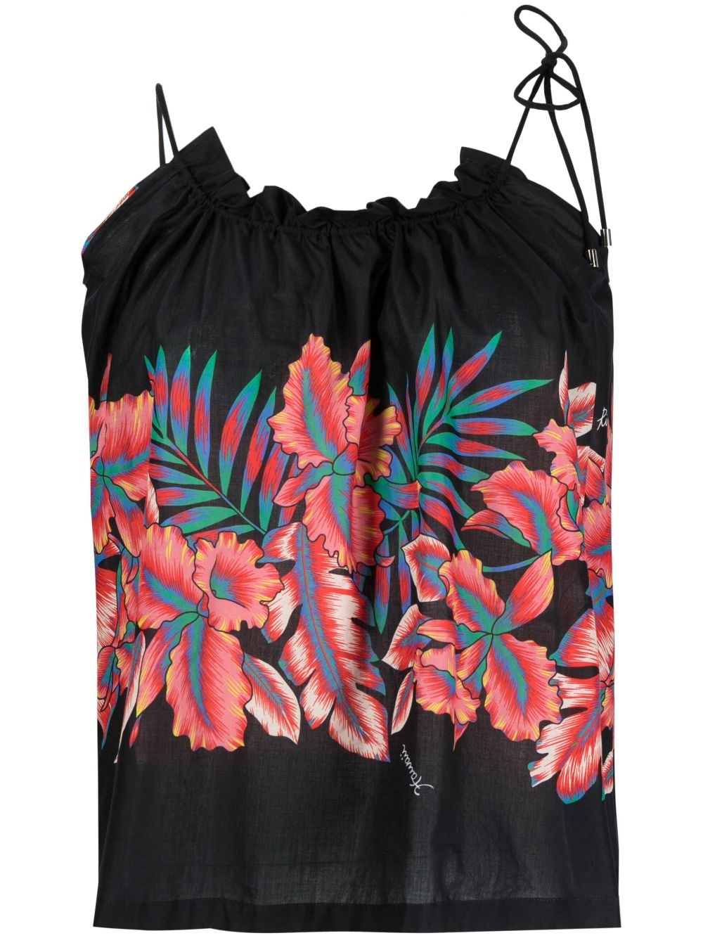 tropical-print muslin top - 1