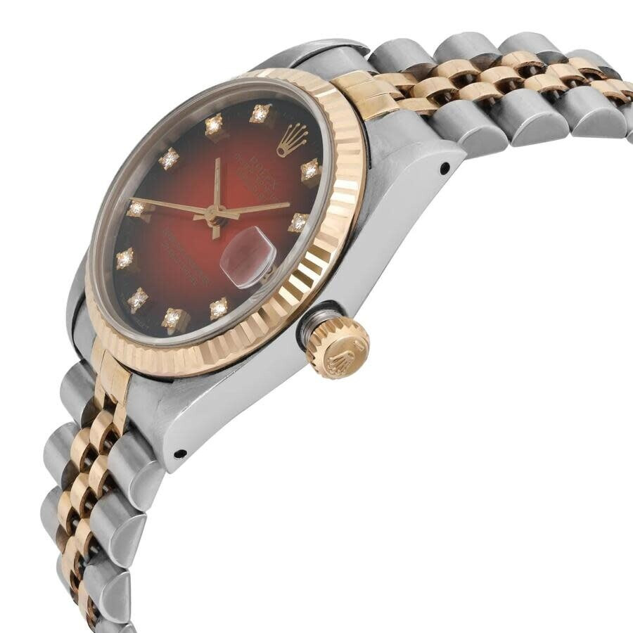 Pre-owned Rolex Rolex Datejust Automatic Diamond Red Dial Ladies Watch 68273 - 3