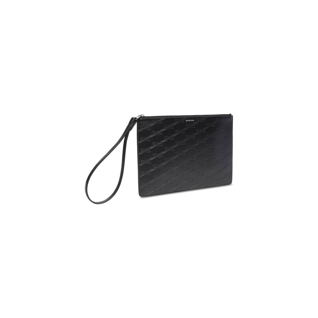 embossed monogram medium pouch with handle in box - 5