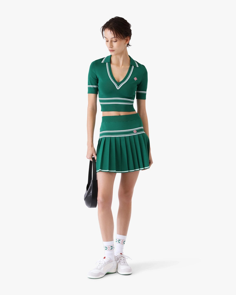 Green Cropped Knit Polo Shirt | Casablanca Paris 2