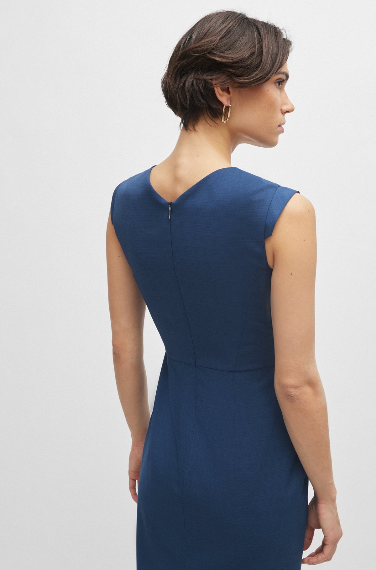 CAP-SLEEVE V-NECK DRESS IN WOOL - 5