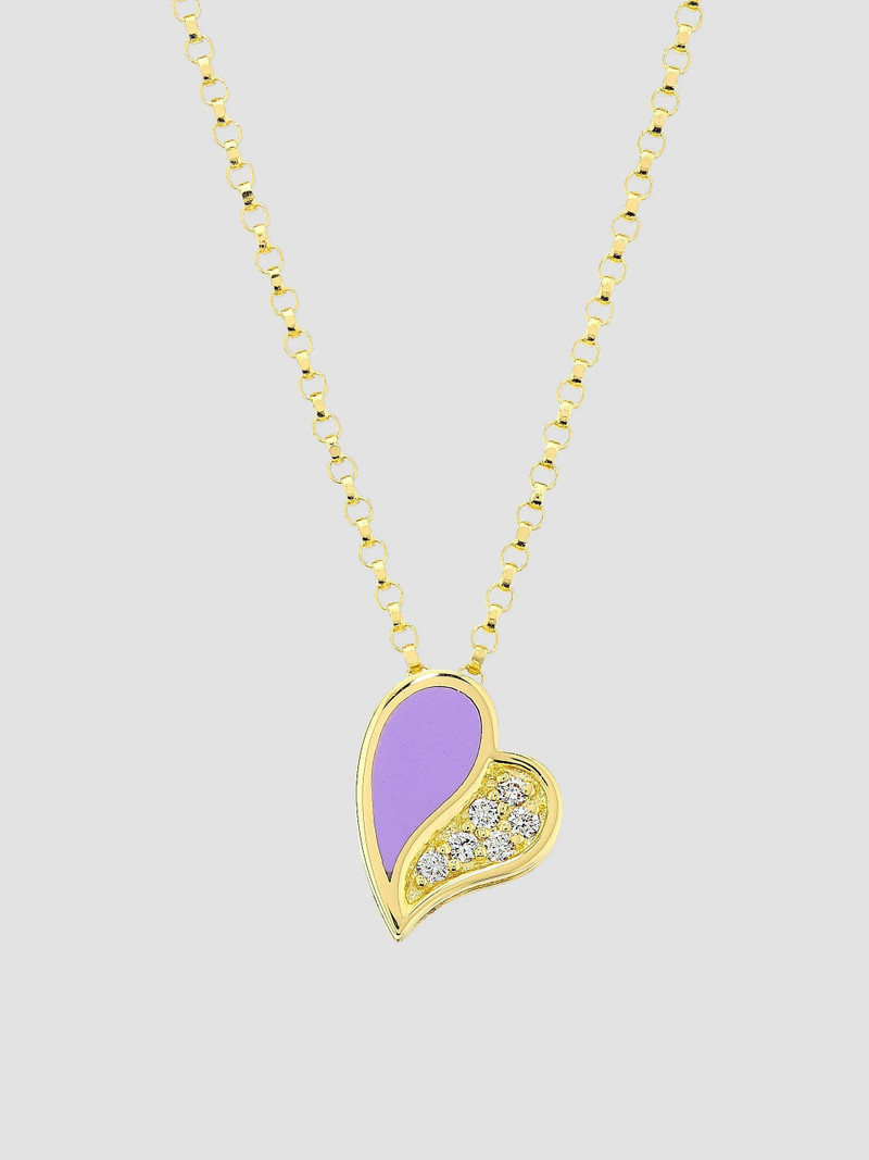 Women's Amorino 18K Yellow Gold & 0.03 TCW Diamond Heart Pendant Necklace - Purple 1