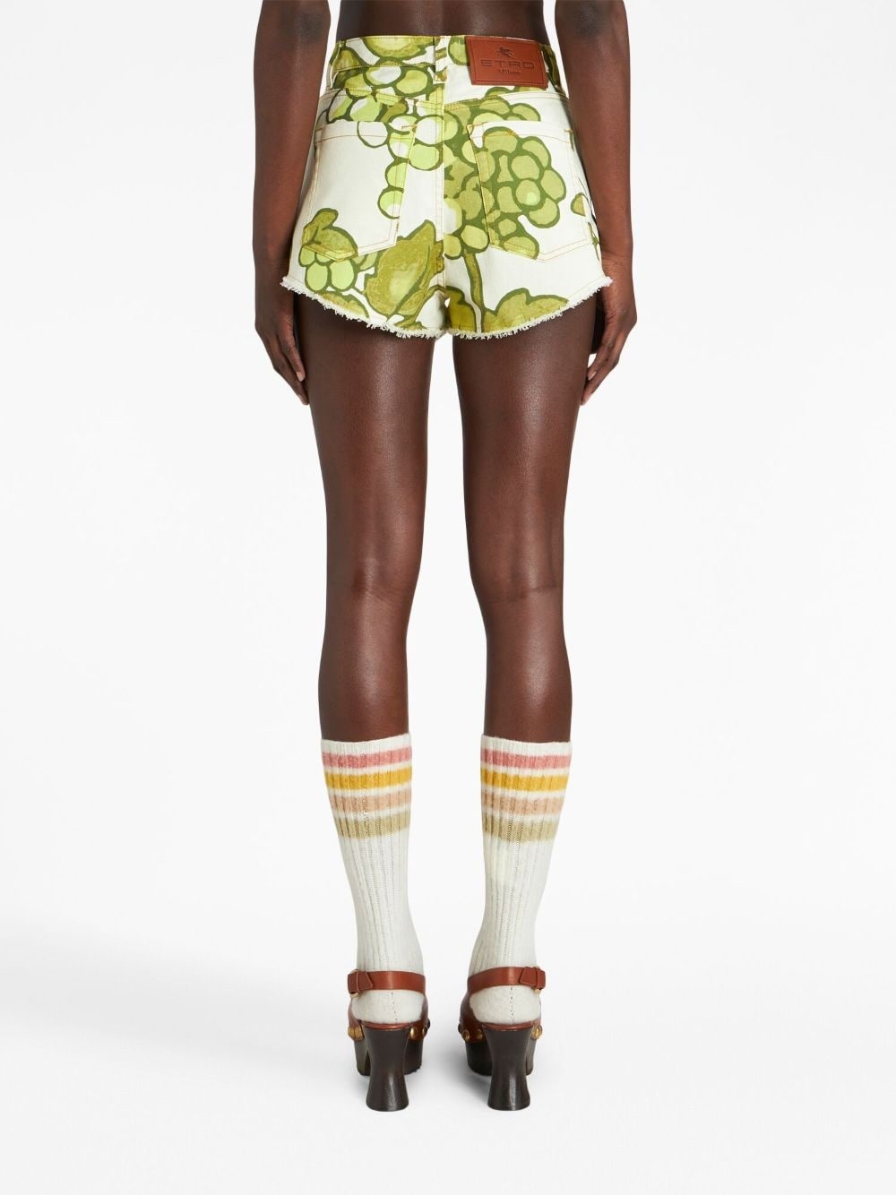 Berry-print denim shorts - 4