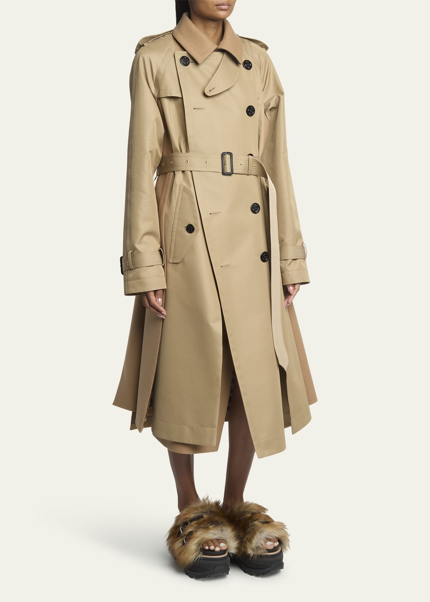 Hybrid Long Belted Trench Coat - 4