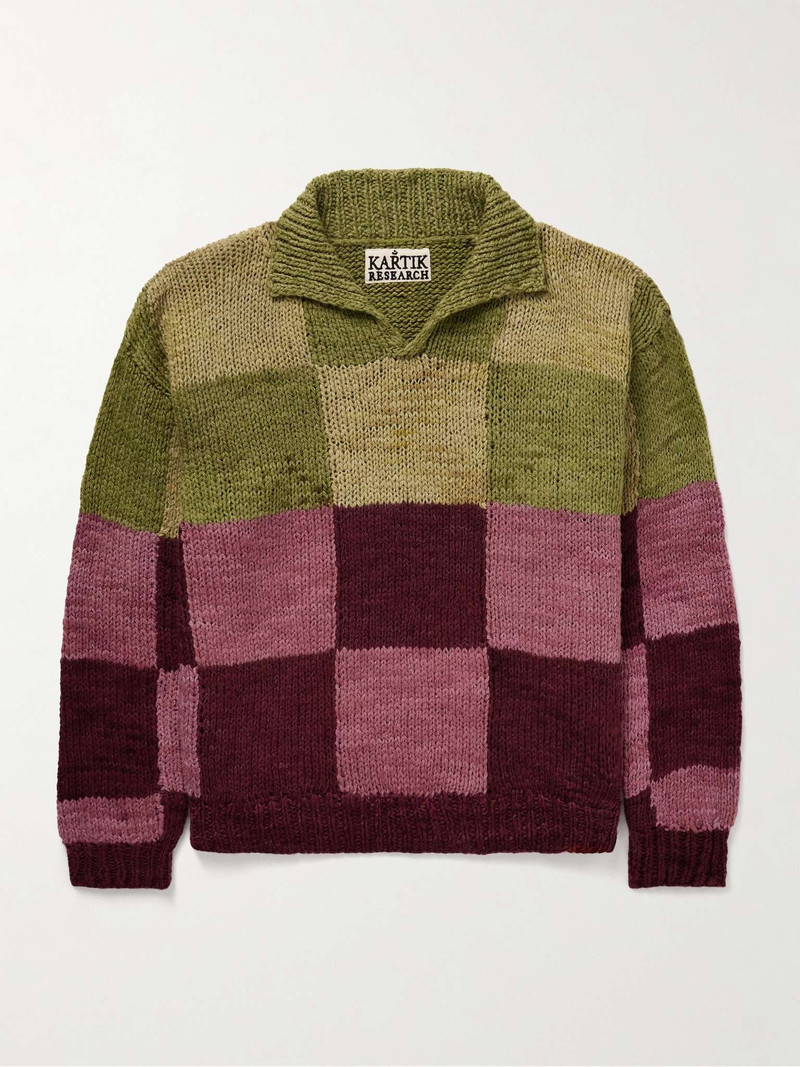 Patchwork Checked Wool Sweater 1