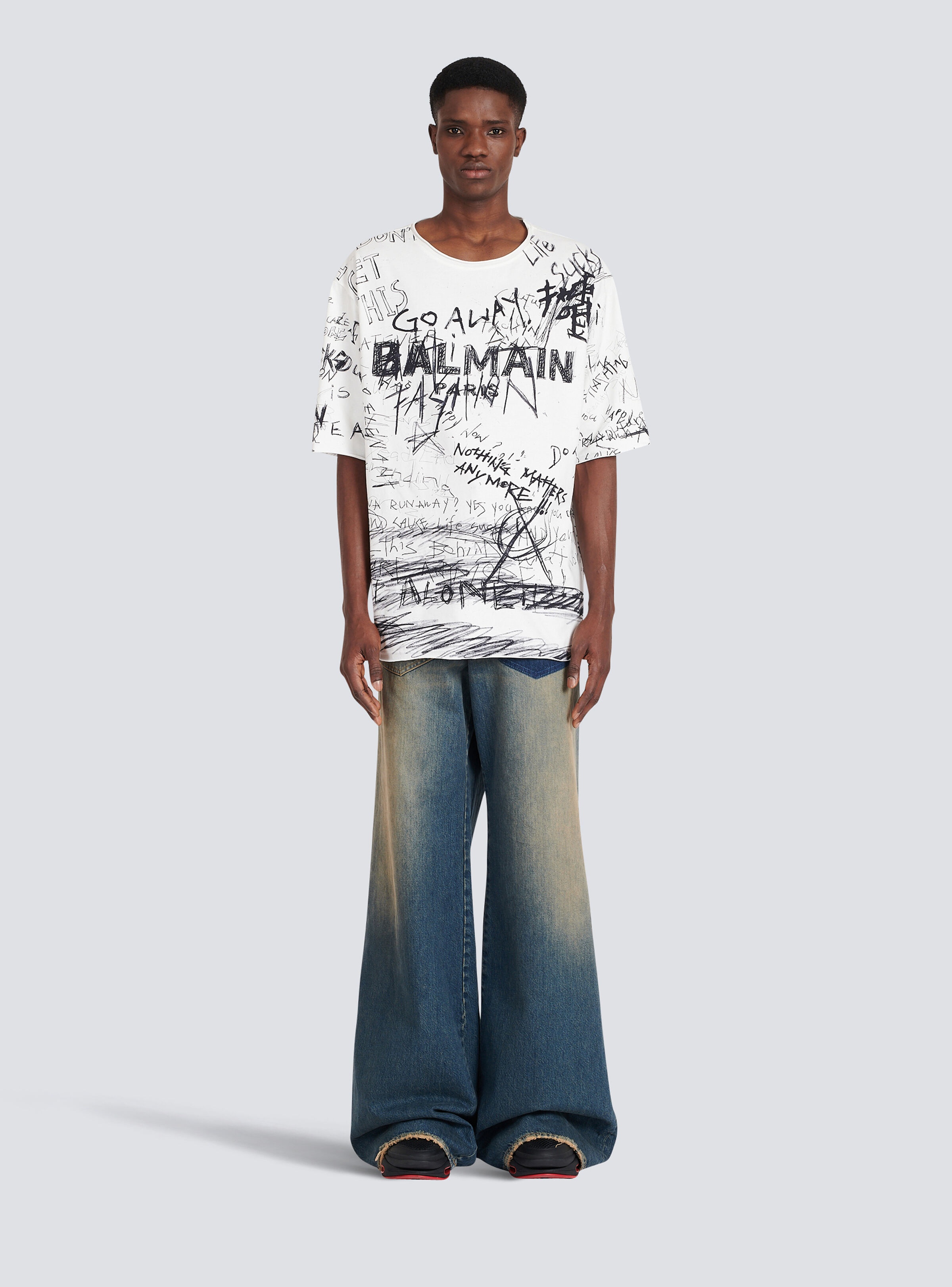 Oversized “GO AWAY” print cotton T-shirt - 3
