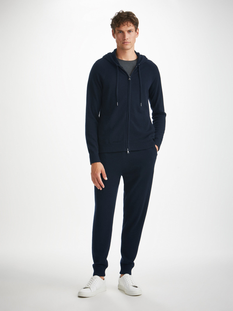 Derek Rose Men's Hoodie Finley 10 Cashmere Navy outlook