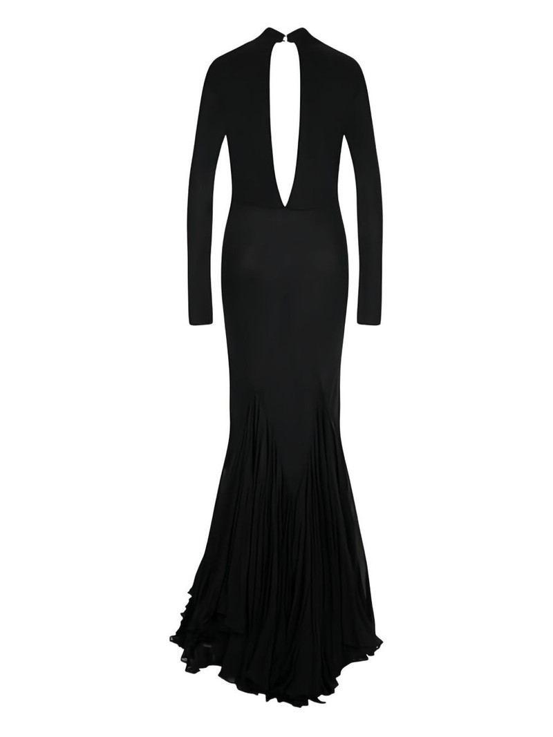 pleated open-back silk dress 5