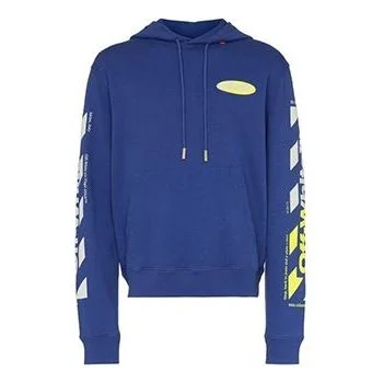 Off-White MENS SS19 Spilt Logo Slim Hoody Blue OMBB034S190030063060 - 1