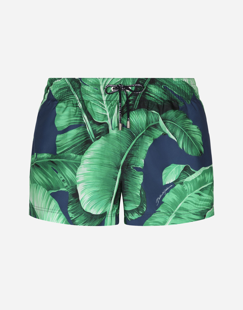 Swim shorts with banana tree print 1