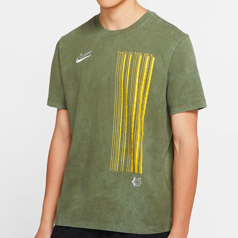 Nike Nike Dri-FIT KD Retro Washed Embroidered Logo Sports Short Sleeve Green Army green CD1301-222 outlook