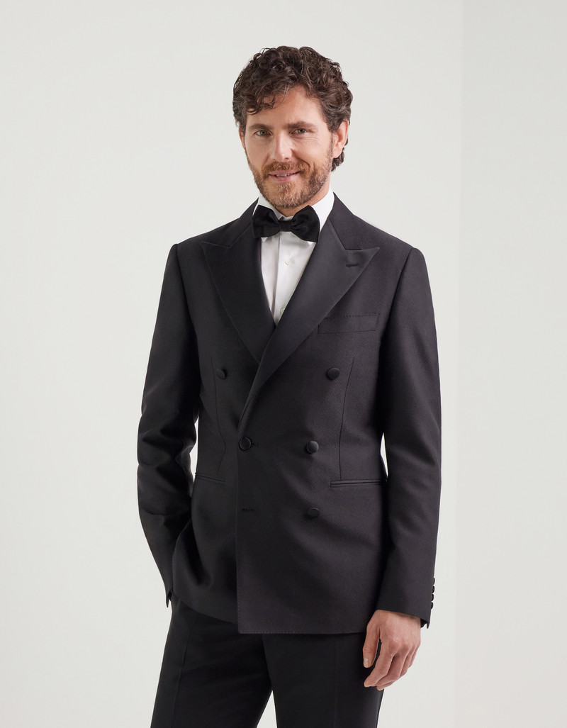 LIGHT BLUE AND BLUE SILK AND CASHMERE REGULAR-FIT OVERCHECK JACKET 190