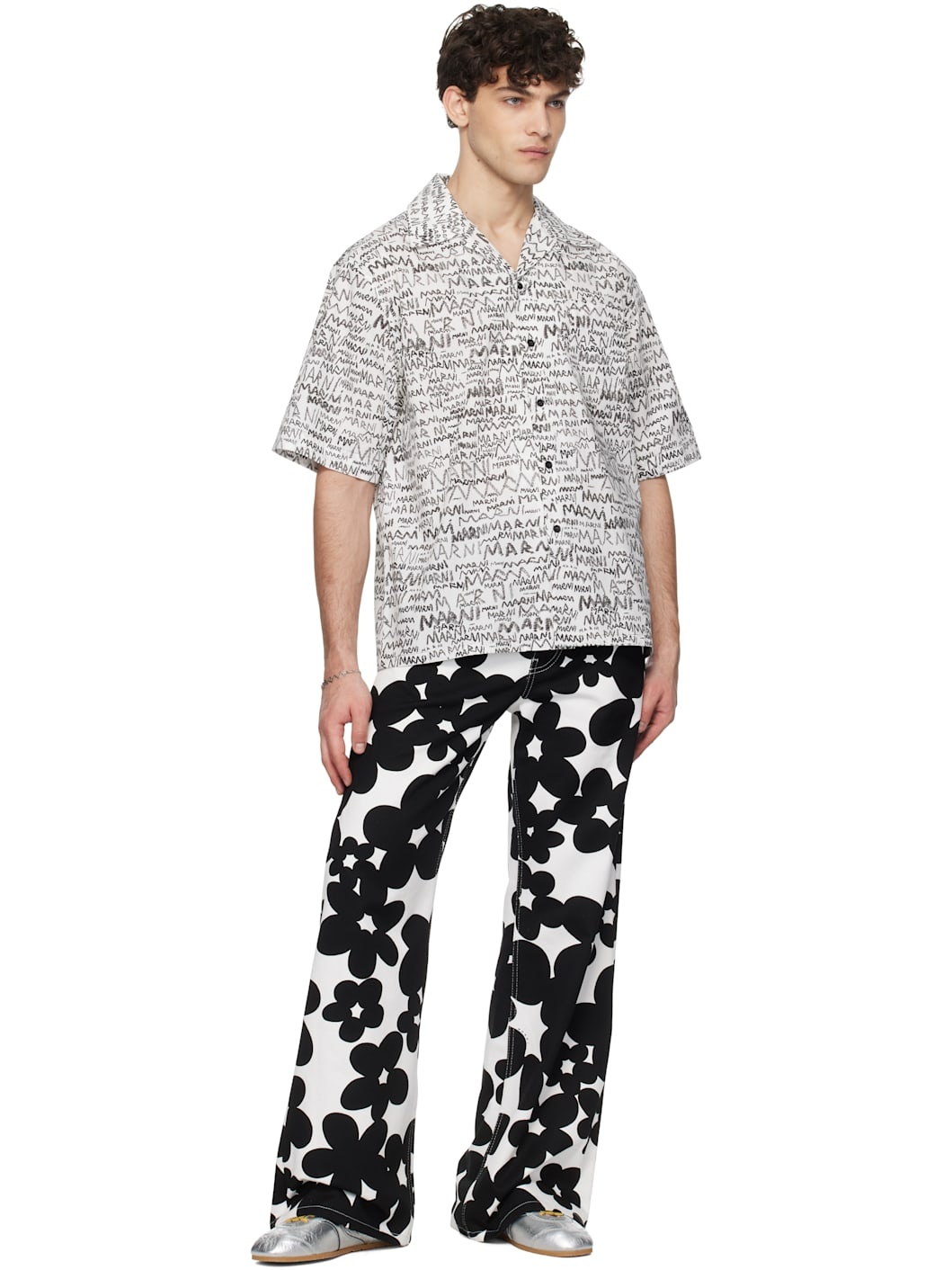 Black & White Dillies Print Cargo Pants - 4