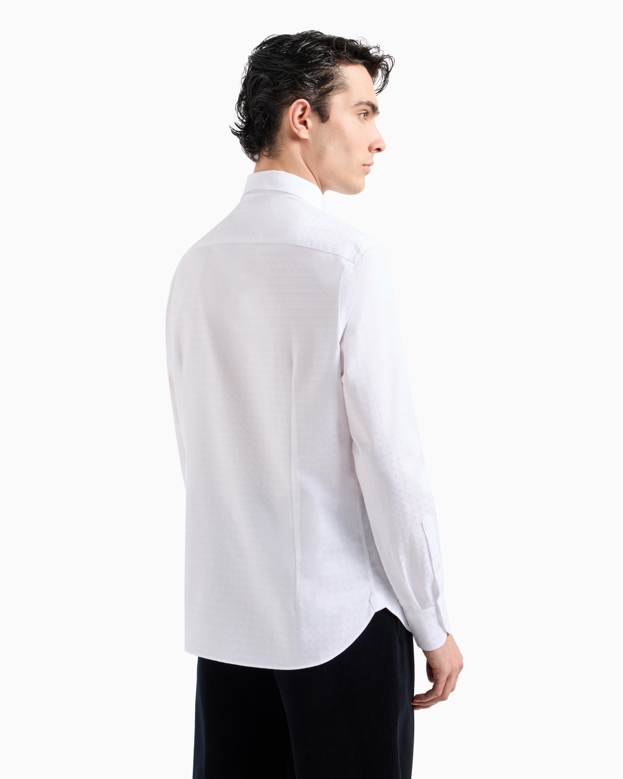 Cotton shirt with all-over jacquard logo pattern - 3